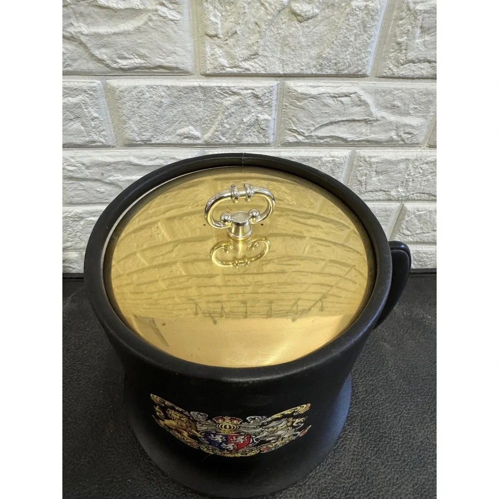 Kraftware 5th Ave NYC Beer Stein Ice Bucket Vintage Horse Lion Crest Black Gold
